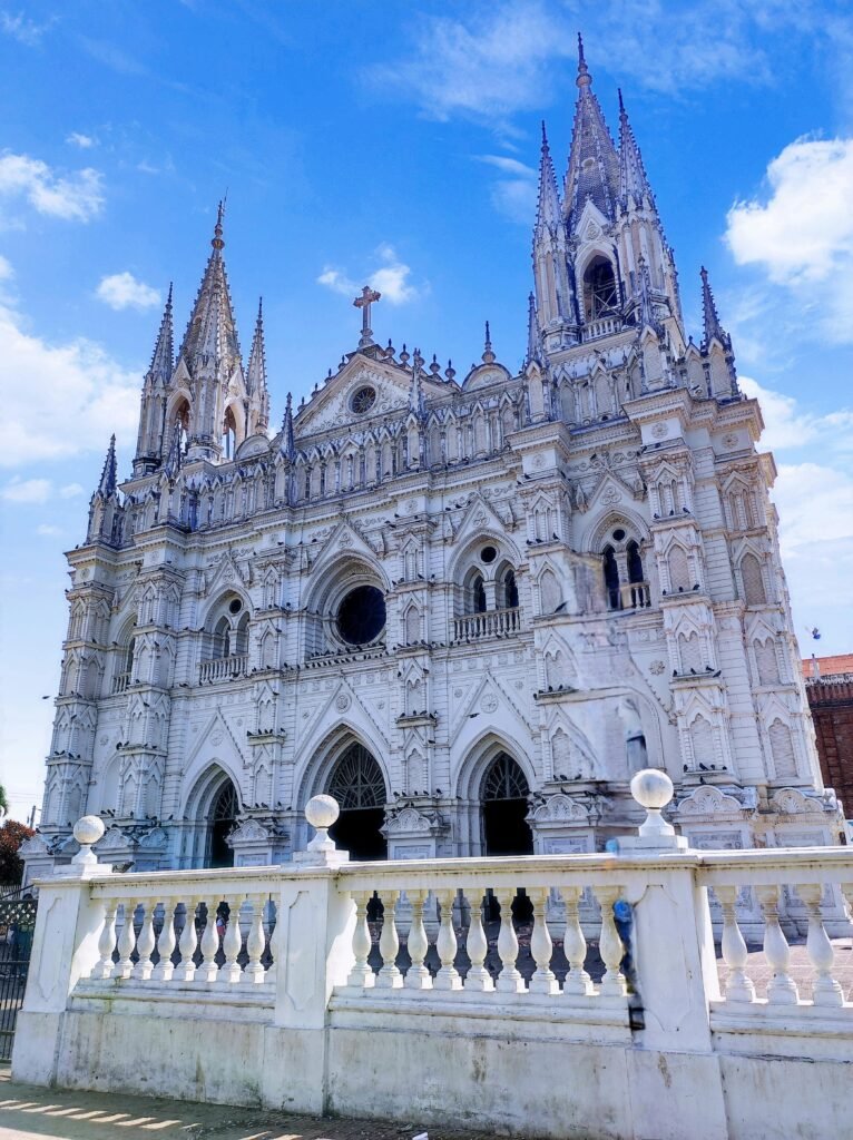 Stunning facade of the Gothic revival style cathedral in Santa Ana, El Salvador.
